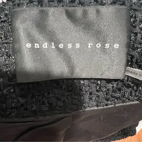 NWT Endless Rose Contrast Collar Tweed Mini Dress size xs women's with pockets!